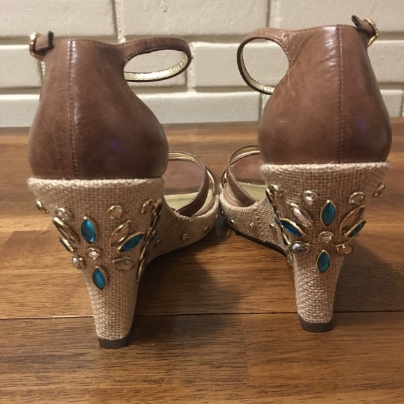 Nina Jeweled Platform Wedge Sandals NWOT Size 6.5 - Picture 4 of 6